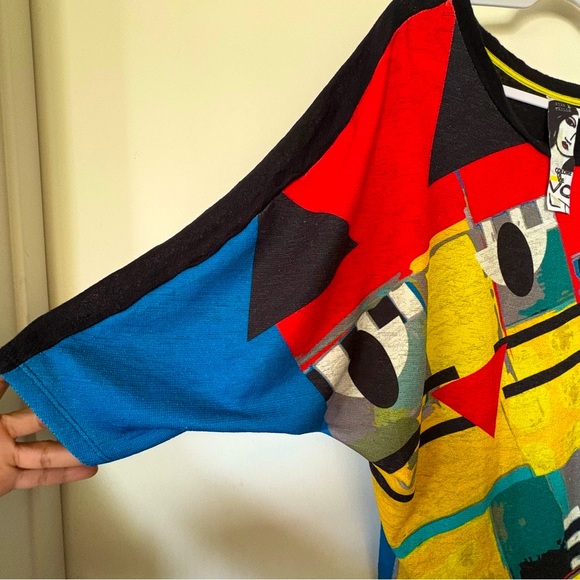 Vintage Colorful Geometric 3/4 Sleeves Top - Picture 4 of 6